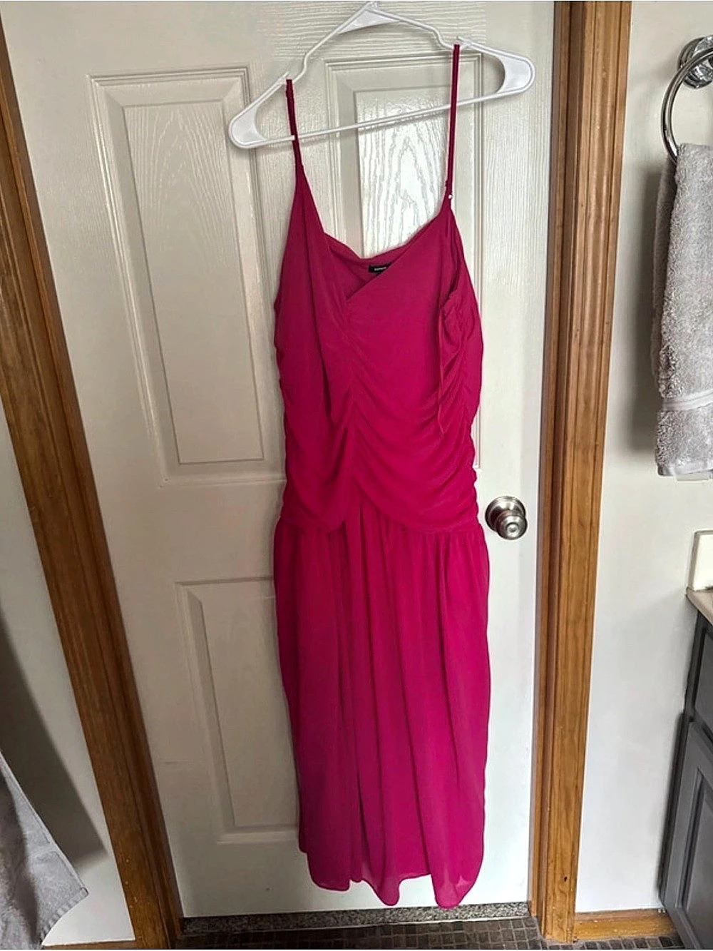 Express Ruched Midi Dress in Pink Size XL Like New